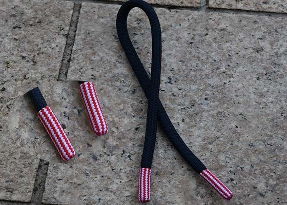 Long 31cm Garments Polyester Drawstring Cord With Custom Knitting Endings