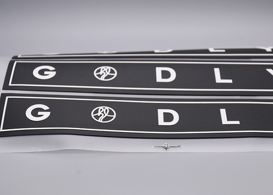 Black Silicone Printing White Logo Elastic Drawstring Cord Heat Transfer Label