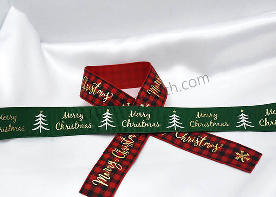 Personalized SGS Polyester Christmas Satin Ribbon Washable