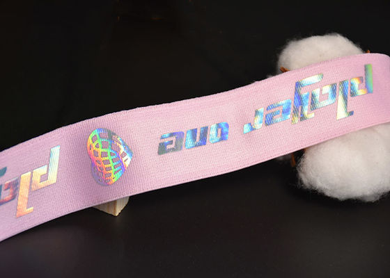 Garments Trousers 30mm Elastic Webbing Band With Printed Shiny TPU Logo