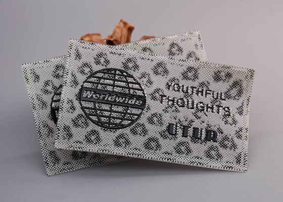 Printed With Black Shiny Logos Custom Silicone Labels For Clothing