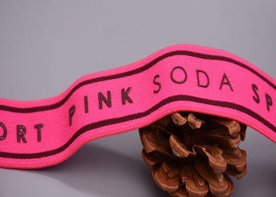 Washable Garment Label Polyester Elastic Band With Custom Silicone Logo Printed
