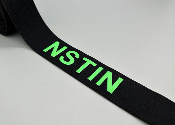 40mm Black Renewable Printed Elastic Band Glossy Logo For Clothing