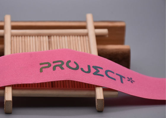 Garments Custom Polyester Elastic Band With Colorful Heat Transfer Logo